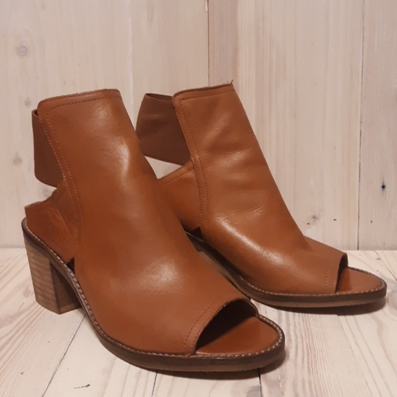 Sixtyseven Shoes - SIXTYSEVEN Tan Peep Toe Bootie